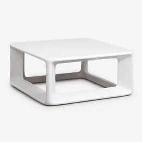 Mesa De Centro De Jardim Quadrada Lilou, 80x80 Cm, Feita De Cimento E Fibra De Vidro. Branco - Sklum