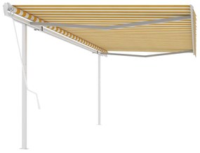 Toldo retrátil automático com postes 5x3 m amarelo e branco