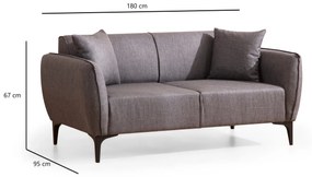 Sofá "Belissimo" de 2 Lugares – Cinzento Escuro – 180x95x67 cm – Desig