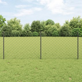 Cerca de Cadeia com 10 Postes U Cinza 0.8x10 m Aço