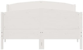 Cama sem colchão 140x190 cm madeira de pinho maciça branco