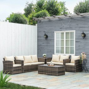 Conjunto de Jardim “Skagen” em Vime 6 Peças – Sofás e Poltronas com Me