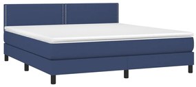 Cama box spring c/ colchão e LED 160x200 cm tecido azul