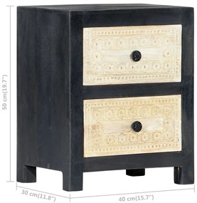 Mesa cabeceira esculpida mão 40x30x50cm madeira mangueira cinza