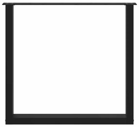 Pés de mesa de jantar em forma de U, 2 peças, preto, 90x (72-73) cm, a