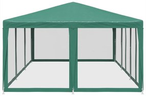 Tenda p/ festas c/ 10 paredes laterais em rede 6x4 m PEAD verde