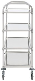 Carrinho de cozinha de 4 níveis 107x55x125 cm aço inoxidável