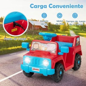Carro elétrico 6V com sons, botão de arranque, porta-copos, luzes LED e rodas a partir dos 18 meses até 36 meses vermelho