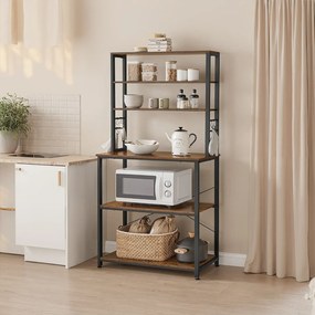 Armário de cozinha com estante para micro-ondas 40 x 80 x 167 cm castanho vintage-preto 