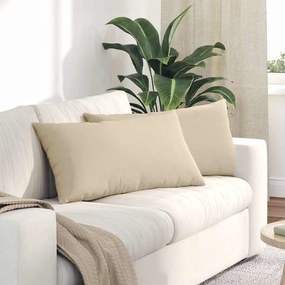 vidaXL Travesseiros de Sofá 2 pcs Creme 80 x 40 cm tecido