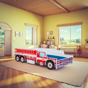 Cama infantil 160x80 - Carro de bombeiros Multicolorido - Estrutura de cama e colchão incluído