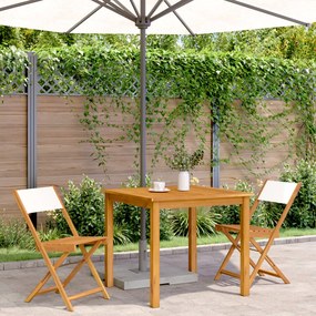 Cadeiras bistrô 2 pcs madeira acácia maciça/tecido branco nata