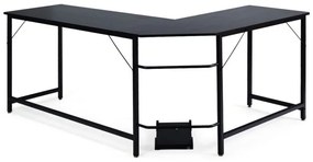Secretária de canto 168 x 125 x 74 cm para computador em casa ou escritório Mesa para computador em forma de L Preto