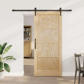 Porta Deslizante vidaXL com Conjunto de Hardware 86x198.5 cm Madeira de Pinho Maciça