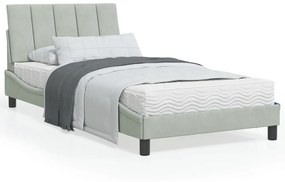 vidaXL Estrutura de cama c/ luzes LED 100x200 cm veludo cinzento-claro