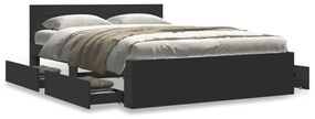 Estrutura cama c/ cabeceira sem colchão 140x200 cm preto