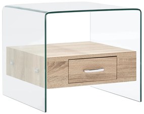 vidaXL Mesa de centro com gaveta 50x50x45 cm vidro temperado