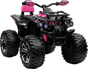 HOMCOM Quad Elétrico Infantil 12V com 2 Motores, 3-8 km/h, Música, Faróis LED e USB, Rosa | Aosom Portugal