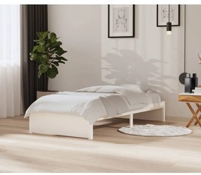 Estrutura de cama 90x200 cm madeira maciça branco