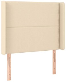 Cama box spring c/ colchão e LED 90x190 cm tecido cor creme