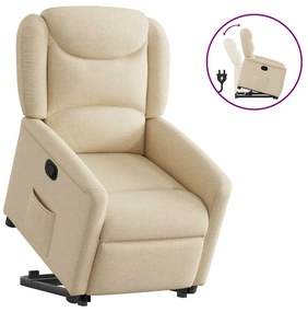 vidaXL Poltrona reclinável elevatória tecido cor creme