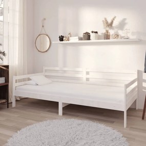 Sofá-cama com colchão 90x200 cm pinho maciço branco