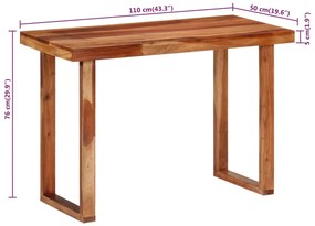 Mesa de jantar 110x50x76 cm madeira de acácia maciça