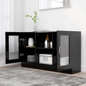 Armário vitrine 120x30,5x70 cm derivados de madeira preto