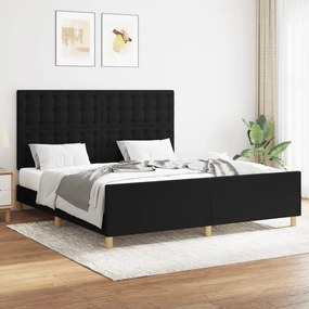 Estrutura de cama sem colchão 160x200 cm tecido preto