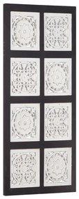 vidaXL Painel de parede esculpido à mão MDF 40x80x1,5 cm preto/branco