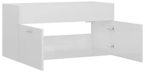Armário lavatório 90x38,5x46 cm contraplacado branco brilhante