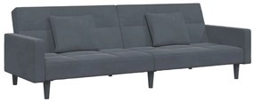 Sofá-cama 2 lugares c/ apoio de pés veludo cinzento-escuro