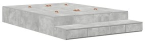 Cama de armazenamento Cinza Concreto 140x200 cm