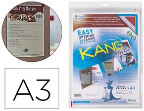 Porta Folheto / Bolsa de Apresentação Tarifold Adesiva Removível Din A3 com Esquina Magnética Capacidade para 10 Folhas Pack de 2 Unidad