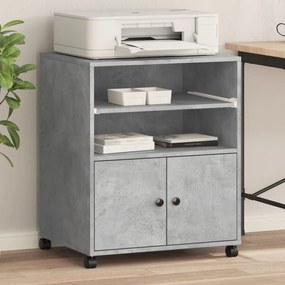 vidaXL Suporte para impressora com rodas 60x48x74 cm cinzento cimento