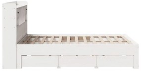 Cama com estante sem colchão 140x190 cm pinho maciço branco