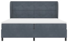 Cama com Estrado e Colchão Cinza Escuro 200x200 cm em Veludo