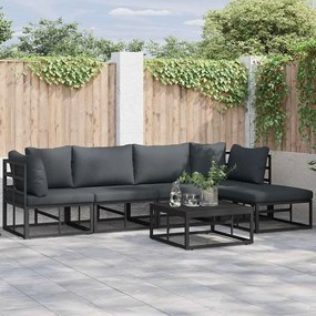 vidaXL Conjunto de Sofá de Jardim 6 pcs Preto 70 x 70 x 32 cm Alumínio