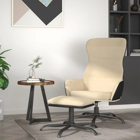 3097460 vidaXL Cadeira de descanso com banco tecido cor creme