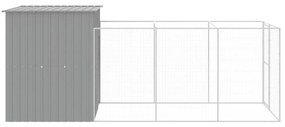 Casota cães c/ parque 165x455x181 cm aço galvaniz. cinza-claro