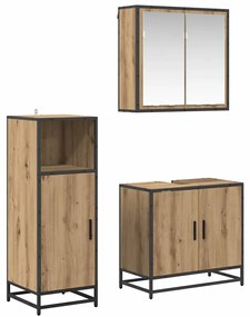 vidaXL Conjunto de Móveis para Banheiro 3 pcs Carvalho Artesanal