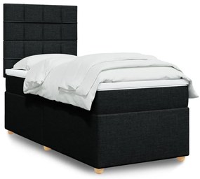 vidaXL Cama com molas/colchão 100x200 cm tecido preto