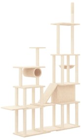 Arvore Arranhador com Postes em Sisal para Gatos de 279 cm - Creme