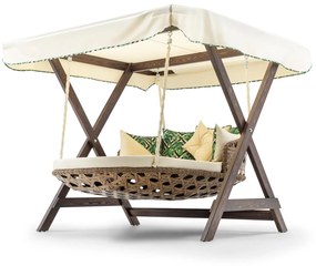 Baloiço Duplo de Jardim Dominic – Madeira de Pinho – Tecido Impermeáve