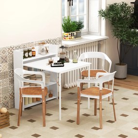 Mesa Dobrável de Jantar Mesa de Cozinha com Folha Abatível 4 Compartimentos (CADEIRAS NÃO INCLUIDAS) Até 3 Pessoas 78,5x91x93 cm Branco