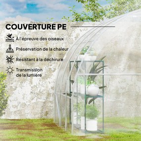Estufa de jardim tipo túnel 3 x 3 x 2 m (9 m²) com porta articulada e lona em PE de 150 g/m² para legumes, plantas e flores transparente