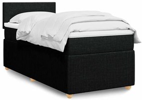 vidaXL Cama com molas/colchão 90x200 cm tecido preto