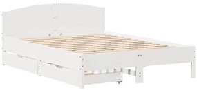 Cama sem colchão 160x200 cm madeira de pinho maciça branco