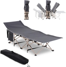 Outsunny Cama de campanha, cama de camping, dobrável, resistente às intempéries, incl. bolsa de transporte, 190 x 68 x 52 cm, Cinza | Aosom Portugal