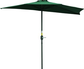Outsunny Meio guarda-sol guarda-sol de varanda 5 suportes metal respiradouro incluído 2,93 x 1,5 x 2,49 m poliéster alta densidade verde | Aosom Portugal